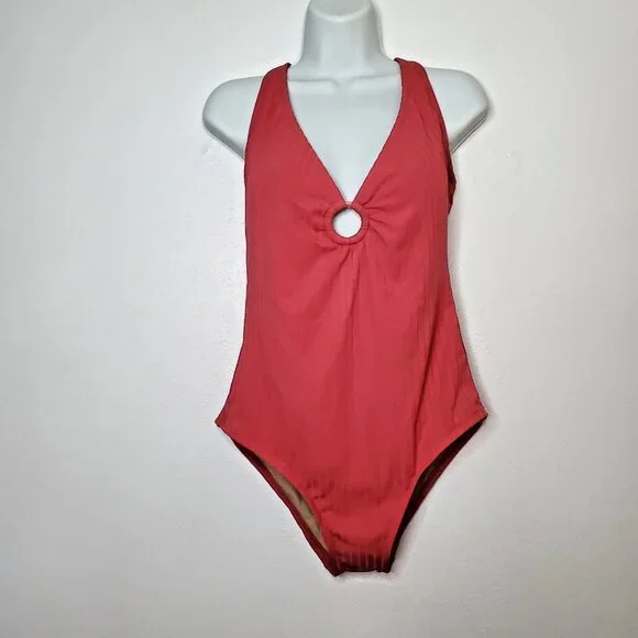 Women's Wide Ribbed Center Ring Medium Coverage One Piece Swimsuit  Kona Sol L - Picture 3 of 11